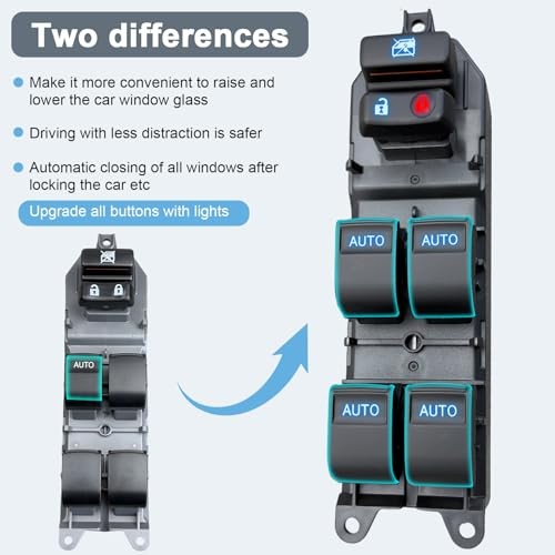 Driver - Side Window Switch - Ice - Blue LED Ice - Blue LED Lights, 4 Auto