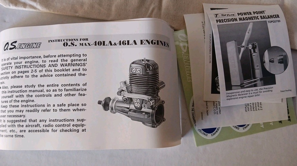 O.S. Engine MAX 40LA Silver Engine w/ Muffler Glow Airplane - in Box NO GLOWPLUG