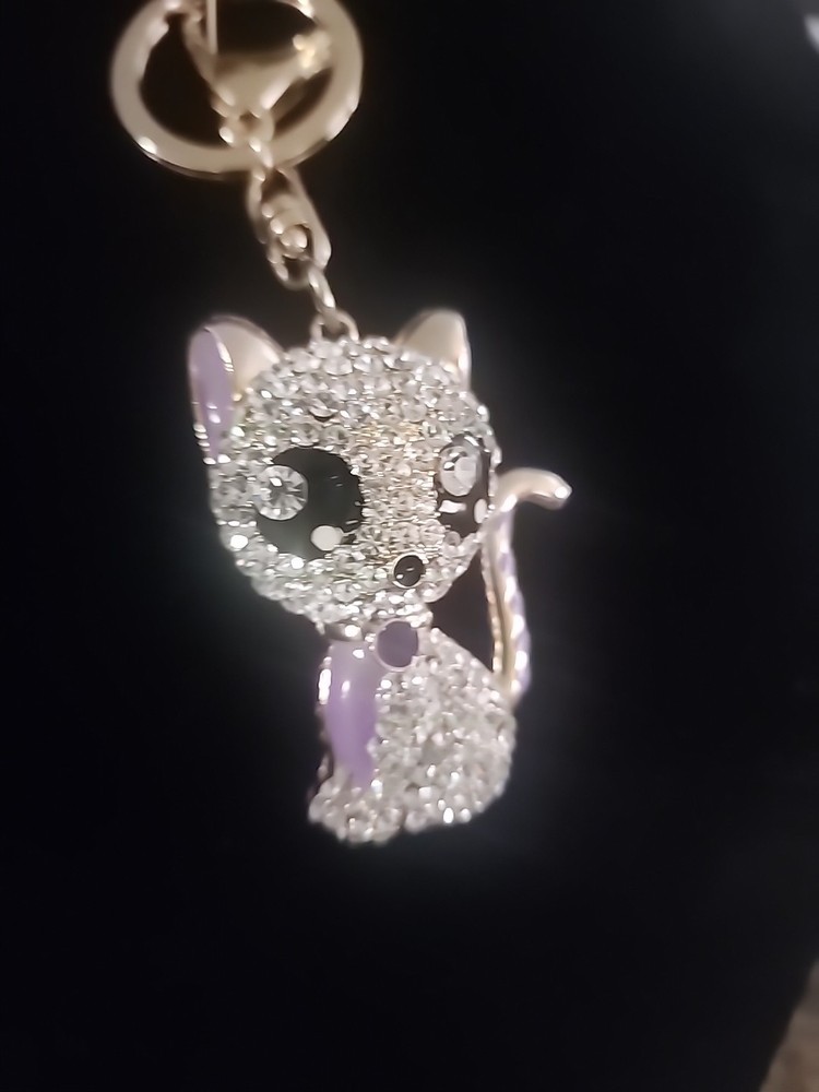 Sparkling Kitty Handbag Charm,Backpack Luggage, Zipper Pull, Keychain
