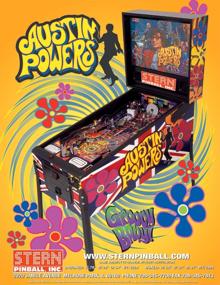 2001 Stern Austin Powers Pinball Machine Rubber Ring Kit