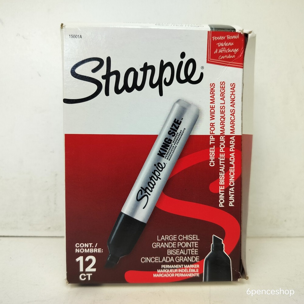 *Deformed Box* Sharpie 12-CT King Size Large Chisel Tip Black Marker