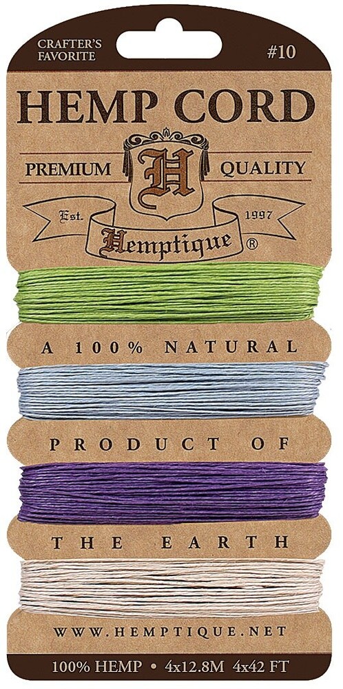 Hemptique Hemp Cord Card 10lb 42' 4/Pkg-Spring