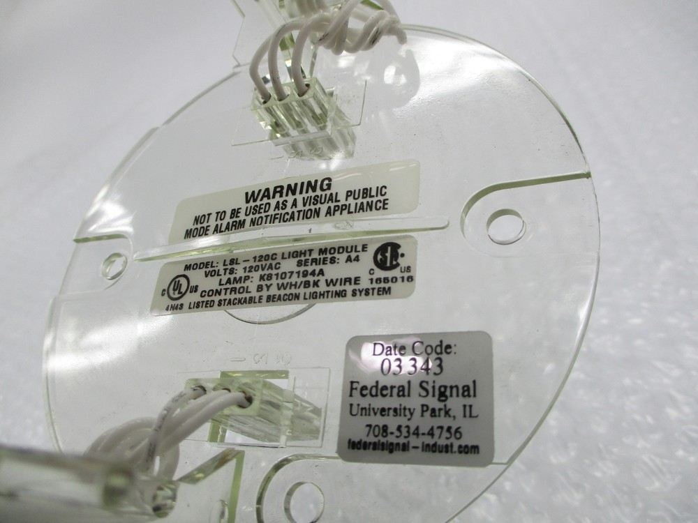FEDERAL SIGNAL LSL-120C STACK LIGHT MODULE CLEAR NSNP