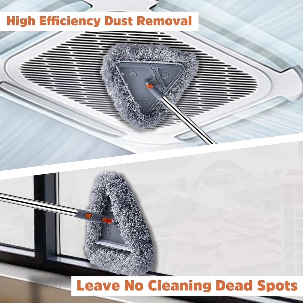 Wall Cleaner Mop with 94" Long Handle, 2-in-1 Triangle & Rectangle Head