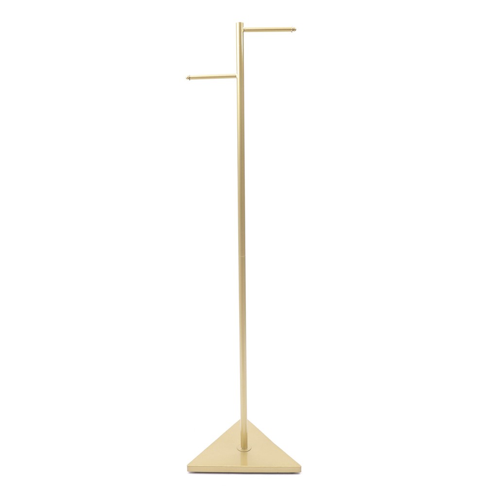 Industrial Tree Simple Design Gold Coat Rack w/ 2 Hooks&Triangular base f/ Hall