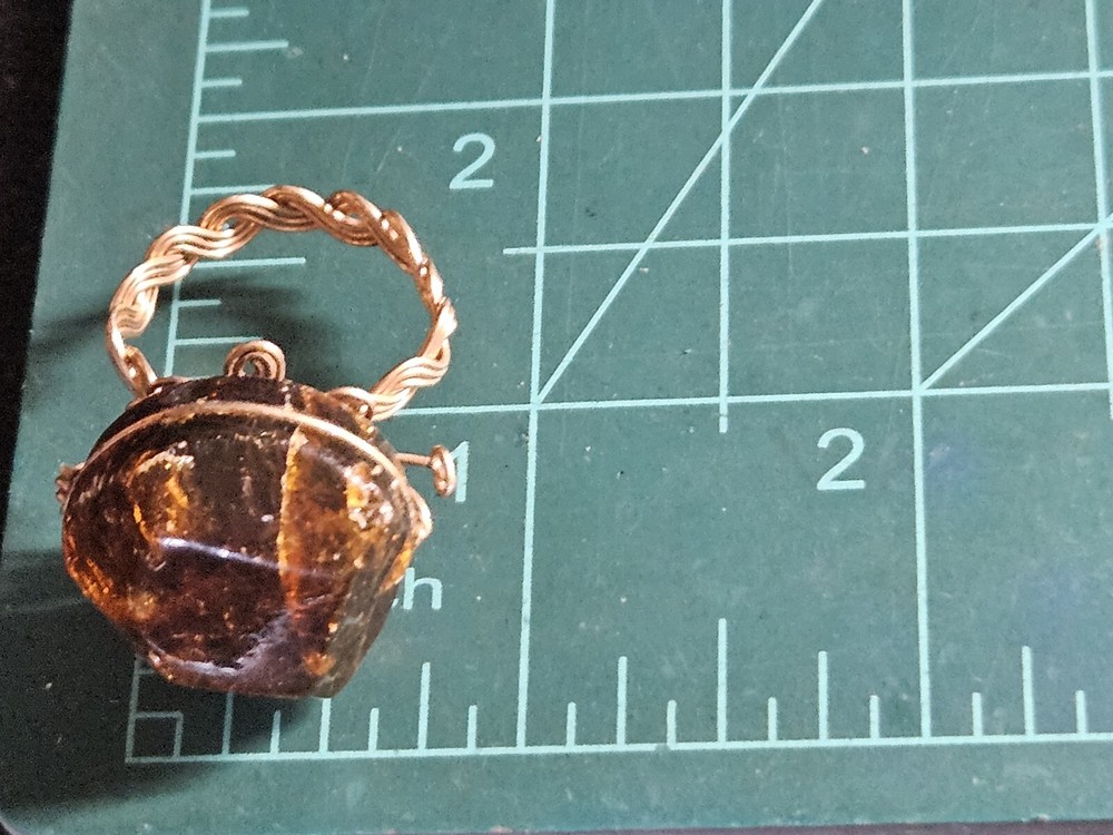 Handcrafted Amber Braided Wire Ring Size 9