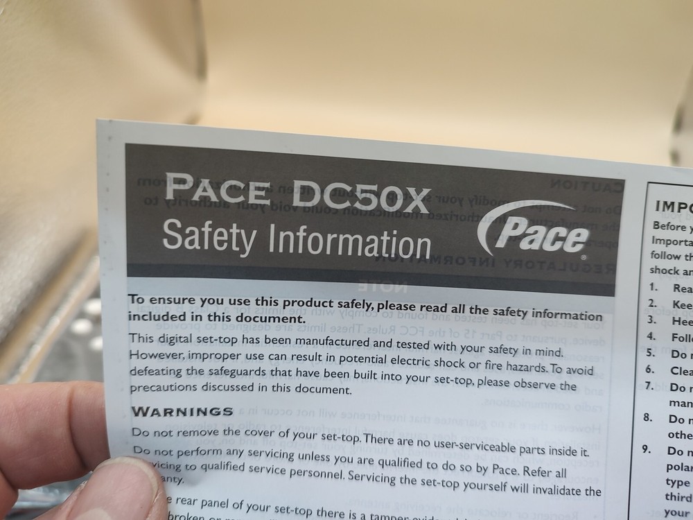 Comcast Digital Transport Adapter Self-Installation Kit Pace DC50x Dolby