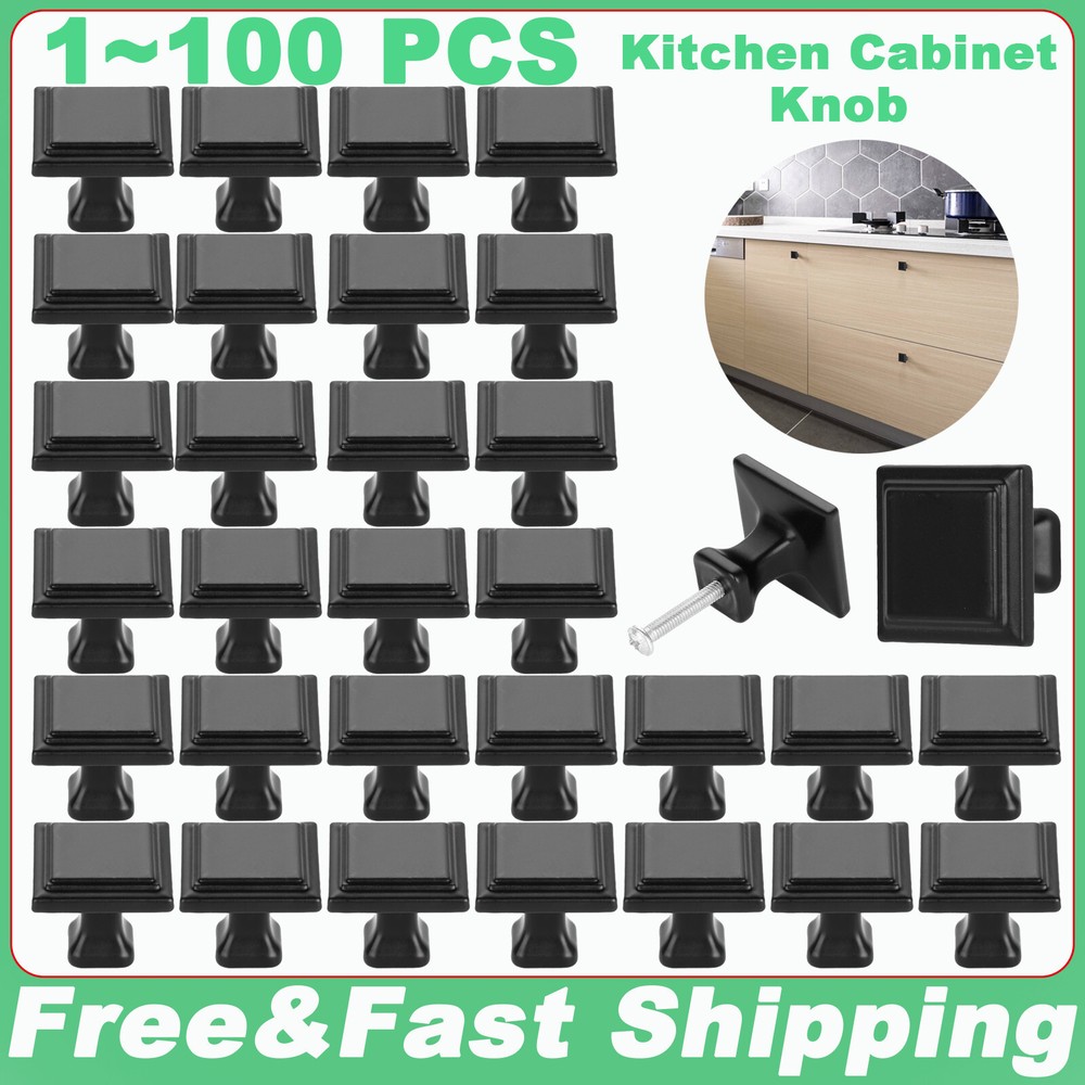 1-100 X Matte Black Kitchen Cabinet Knobs Hardware Drawer Cupboard Handle Pulls
