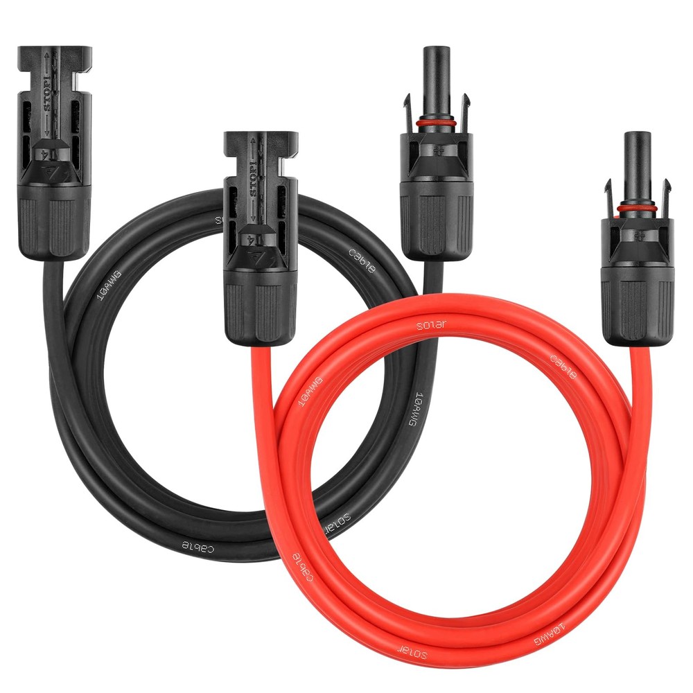 Solar Panel Extension Cable 10AWG 10FT PV Wire with Female & Male Connectors