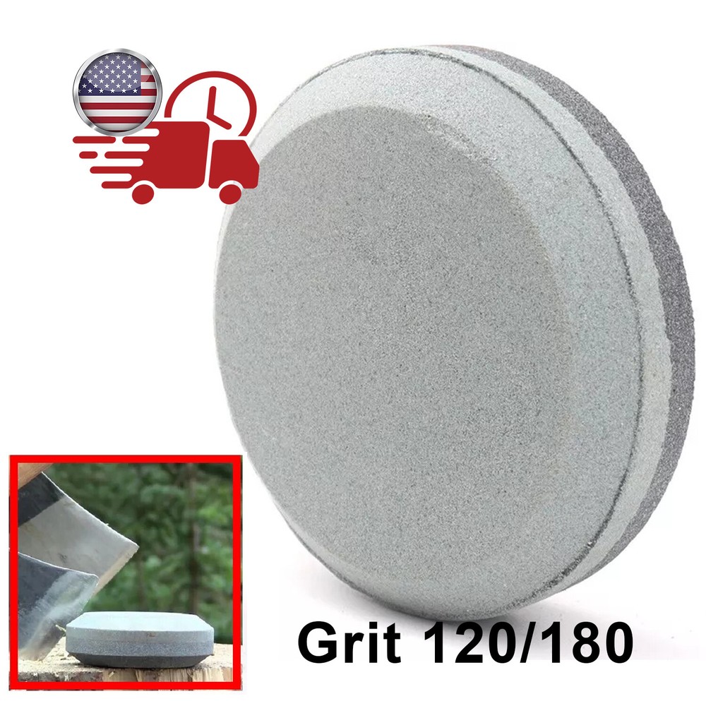 Dual Grit 120/180 Sharpening Stone, Round Axe Blade Sharpener, Knife Sharpener