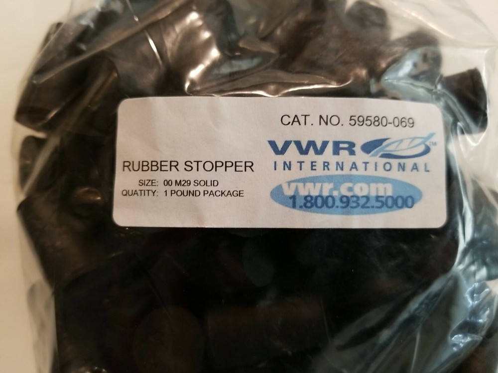 #00 Black 59580-069-pack - VWR solid rubber stopper M29 00