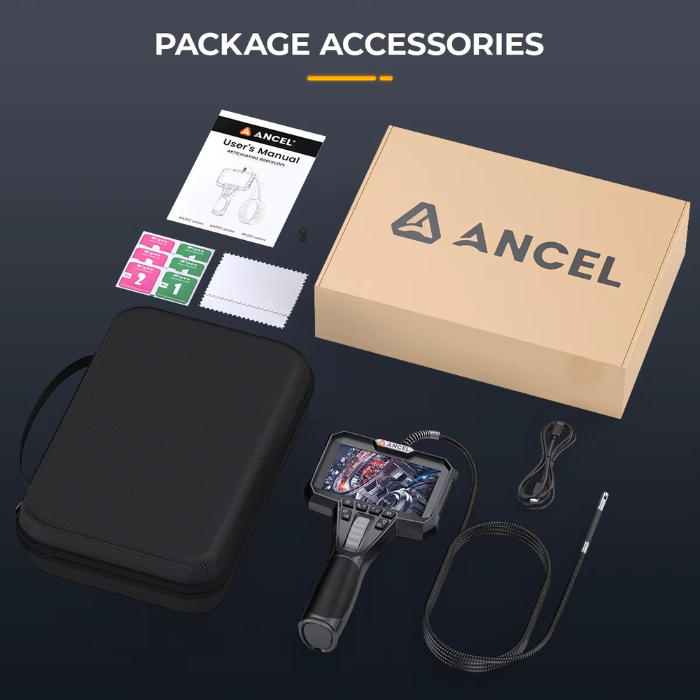 ANCEL Two-Way Articulating Borescope Dual Lens Endoscope Camera with LED Light