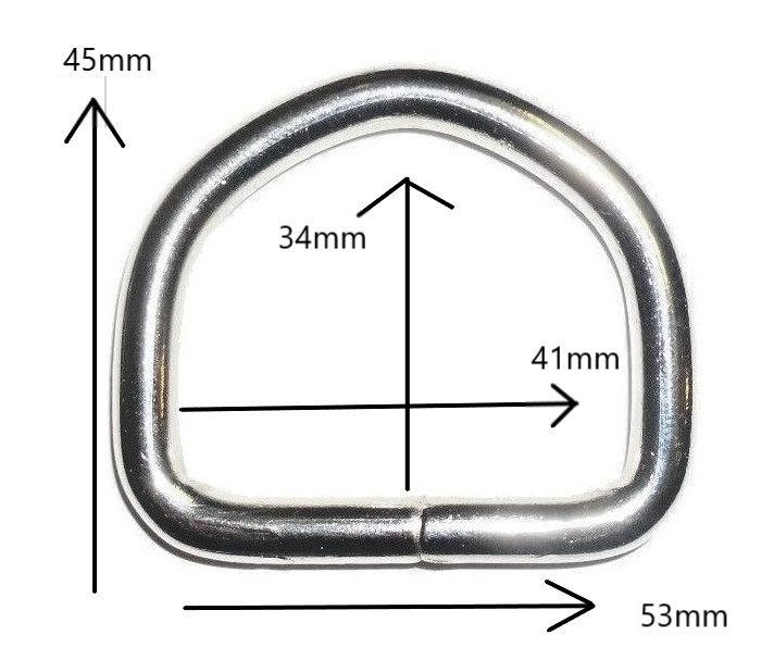 WELDED SILVER D RING 5MM THICK FOR BUCKLES AND WEBBING ETC ART DR41