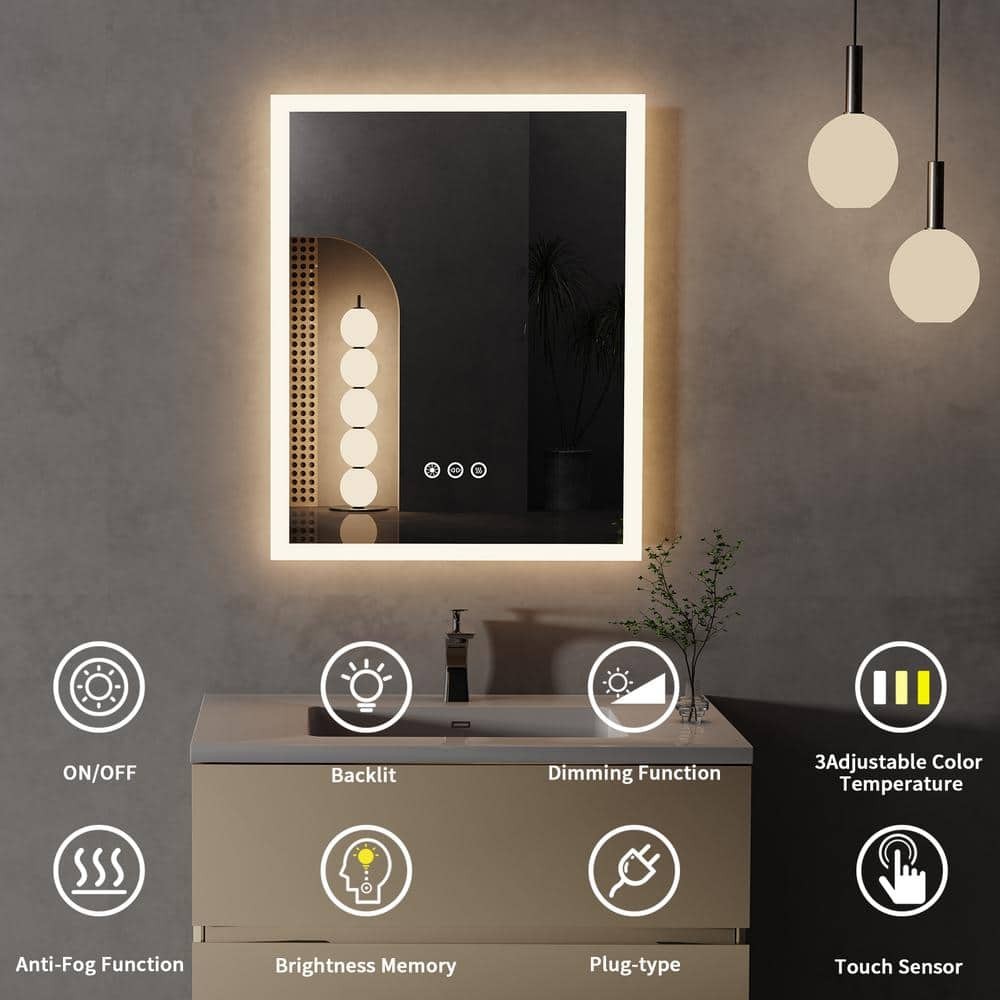Wisfor 16 W x 20 H Large Rectangular Frameless 3000-6000K Dimmable Mirror
