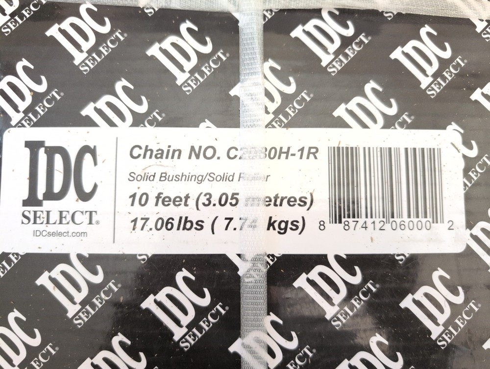 IDC Select C2080H-1R Roller Chain 10 Ft Solid Bushing Solid Roller