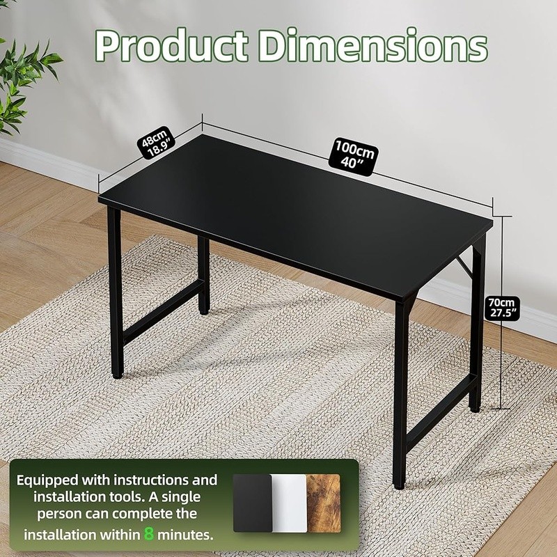 Modern Computer Desk Durable Wood Surface Stable Metal Frame Easy Assembly New