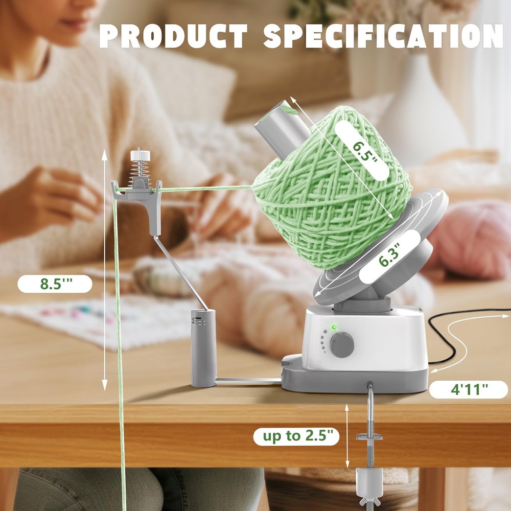 Electric Yarn Winder - Adjustable Speed, Automatic Spinner for Knitting