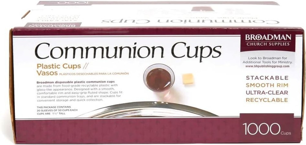 Plastic Disposable Recyclable Communion Cups 1000 Count Clear 22ml