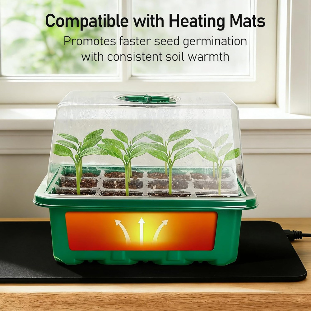 Seed Starter Tray with Elevated Lid, 120 Cells Seed Starter Kit with Adjustable