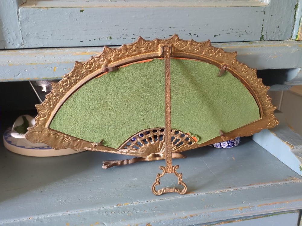 Vintage Brass Fan Mirror