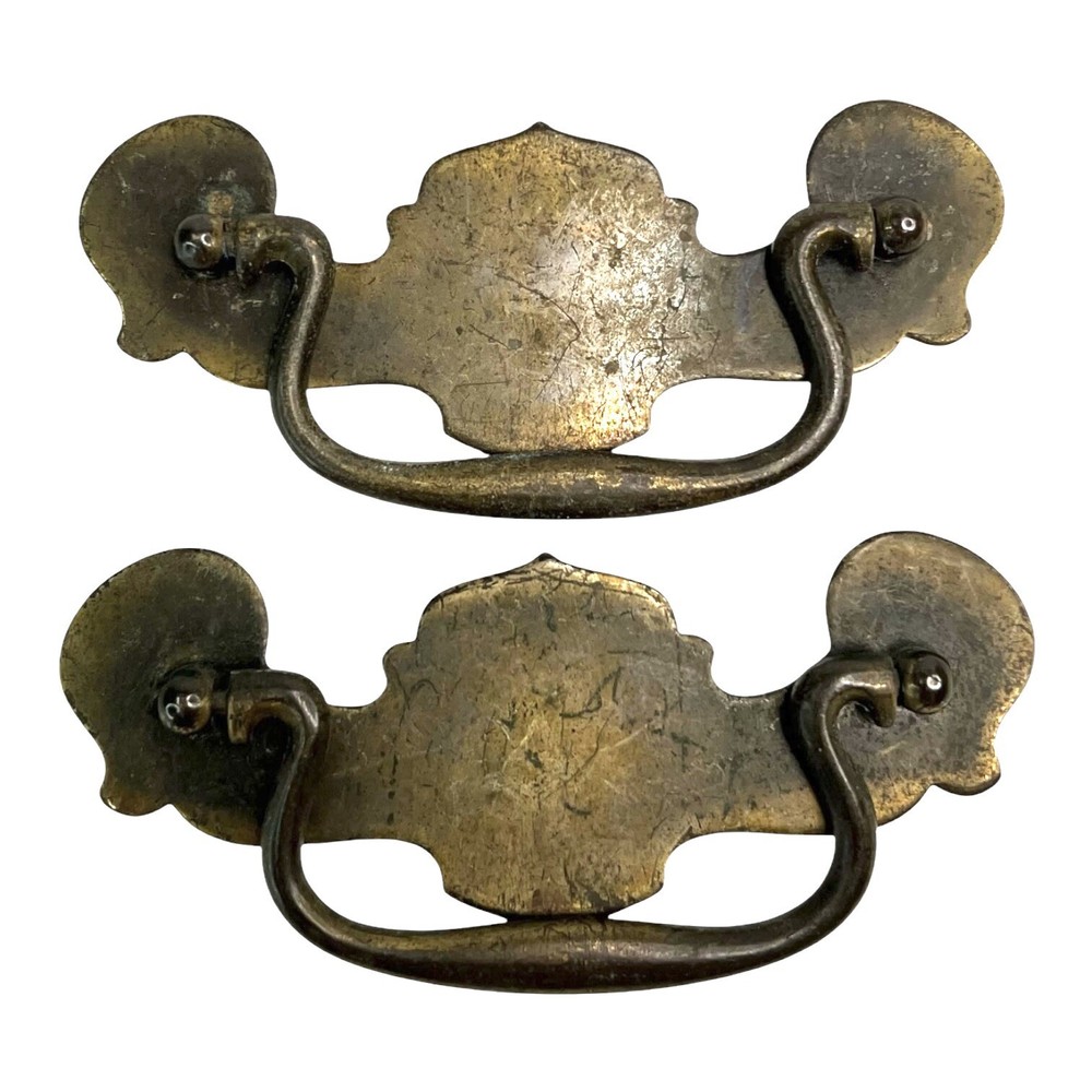 2 Antique Chippendale Bat Wing Drawer Pulls Brass Cabinet Hardware 4 In Centers