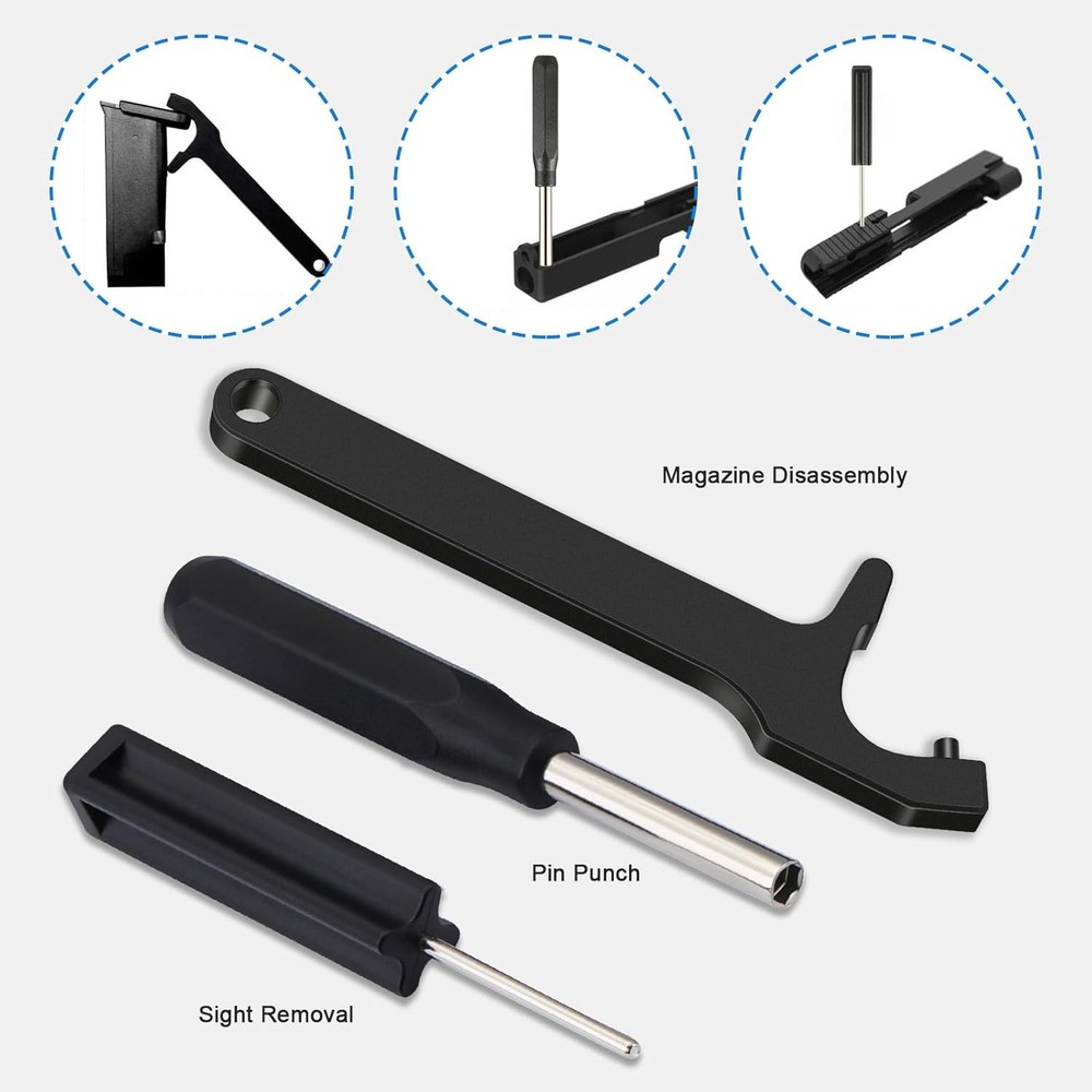 Glock Tool kit 3pcs,with Front Sight Tool,Magazine Disassembly Tool,Pin...