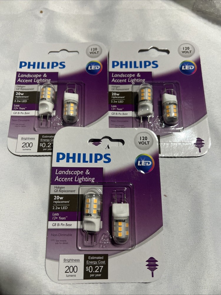 Philips 120 Volt  2Pack LED G8 Bi-Pin Base Landscape Bulb 3/packs 6 Bulbs