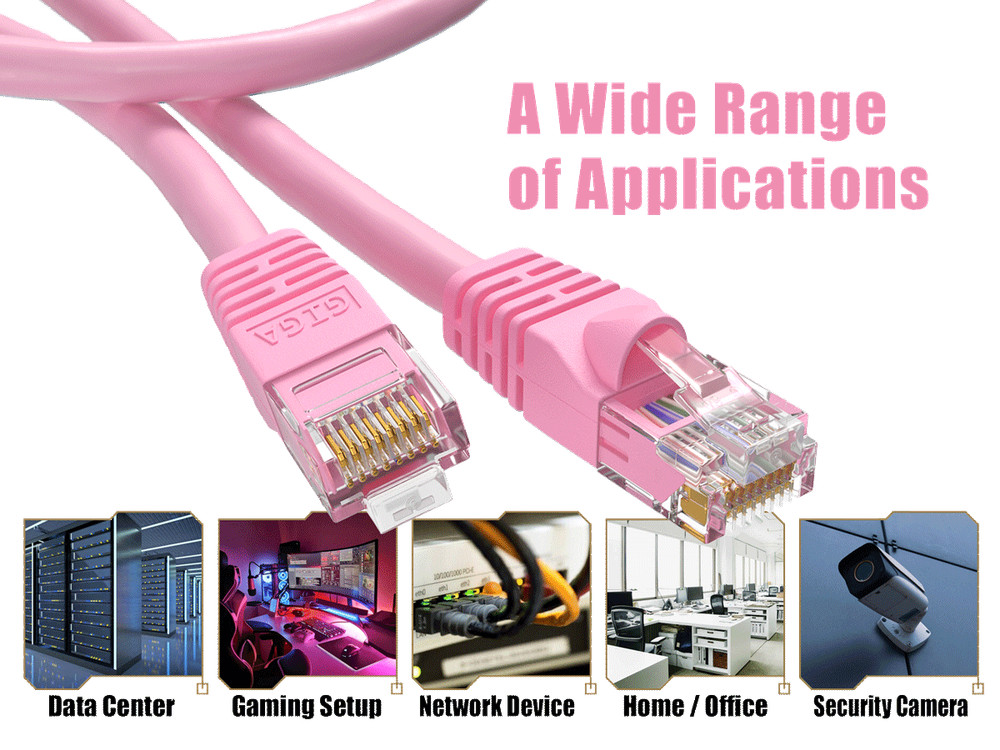 14ft Cat6 UTP Ethernet Network Patch Cable Snagless 24AWG Bare Copper, Pink