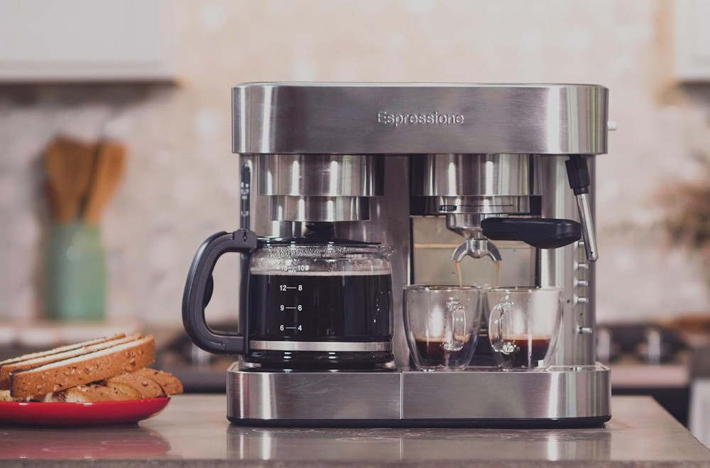 10-Cup Stainless Steel Espresso & Coffee Maker Combo