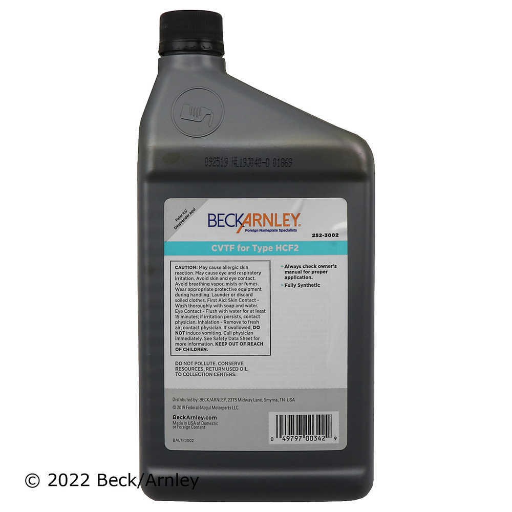 Automatic Continuously Variable Transmission (CVT) Fluid-Fluid Beck/Arnley