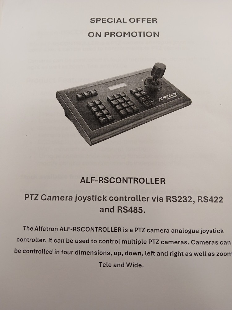 RS-Controller PTZ Camera Joystick Controller Via RS232,RS422 and RS485.