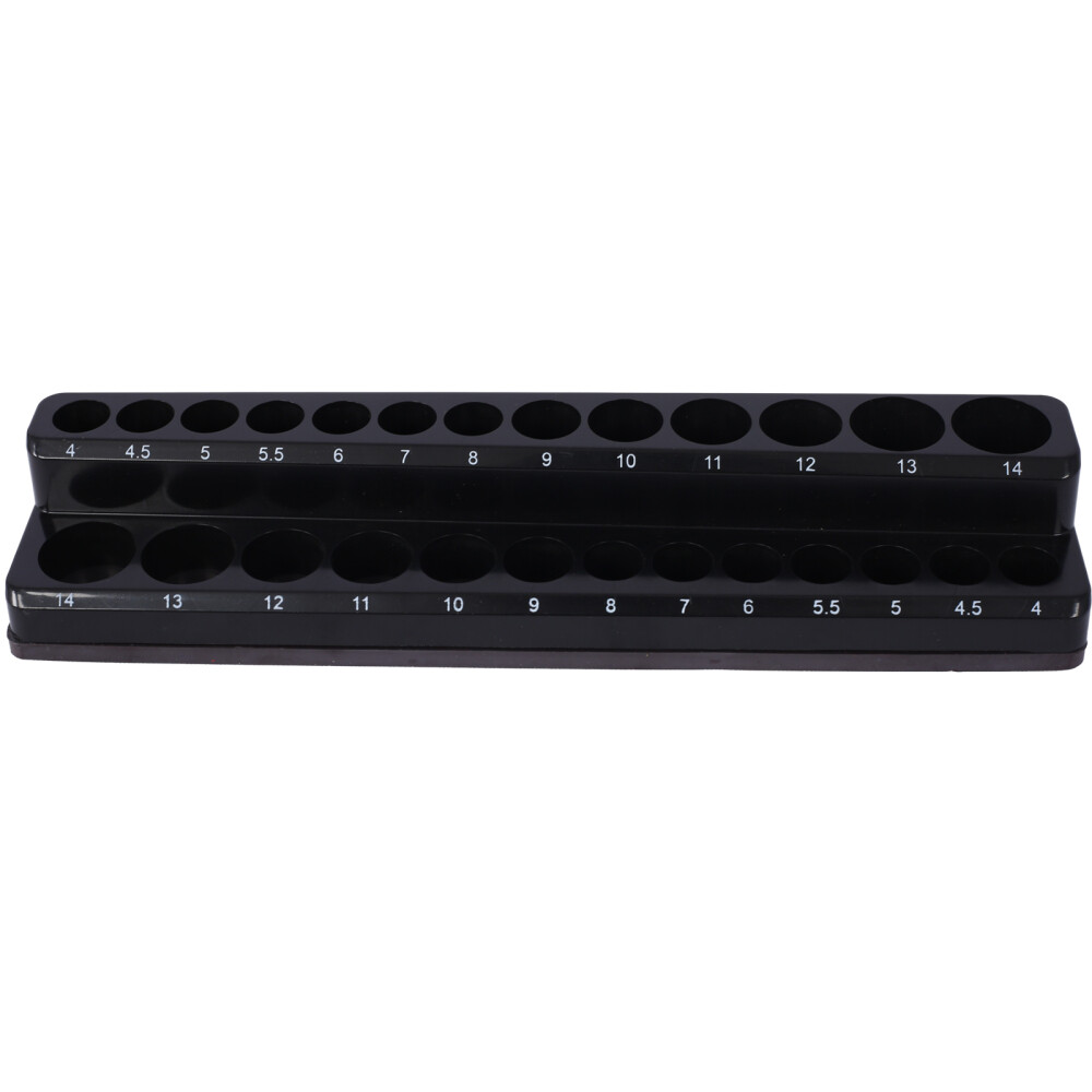 3-Piece Metric Magnetic Socket Organizers, Black Toolbox Socket Holders