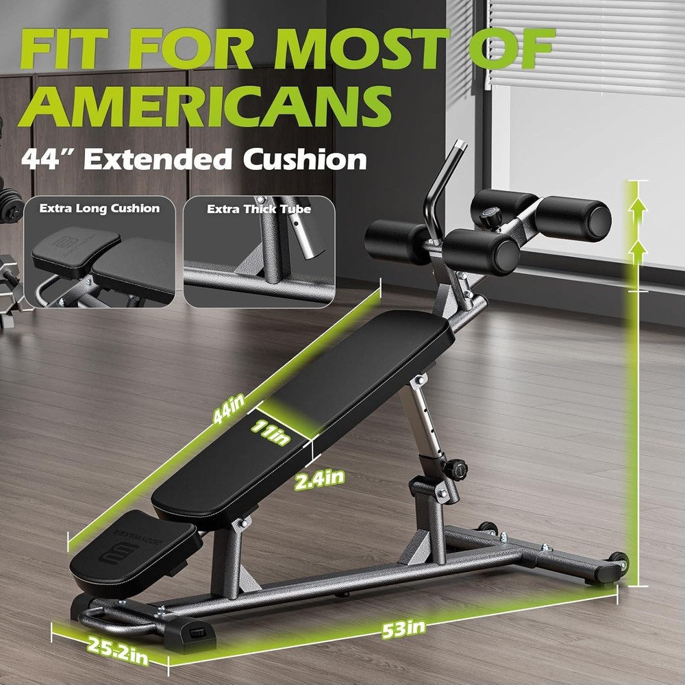 Semi-Commercial Sit-Up Bench with Reverse Crunch Handle for Ab & Core Workout ..