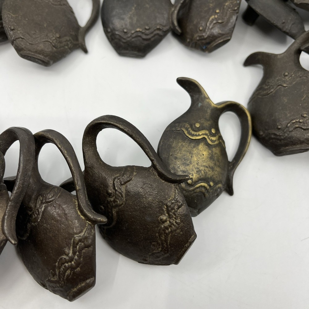 Vtg Solid Brass Distressed Pitcher Ewer Drawer Knobs Pulls Set Of 14 Read 2"