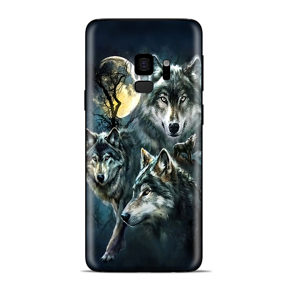 Samsung Galaxy S9 Skins Wrap - 3 Wolves Moonlight