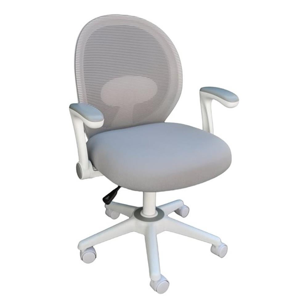 Boss Office Mesh Mid Back Adjustable Armrest Task Chair in Grey/White