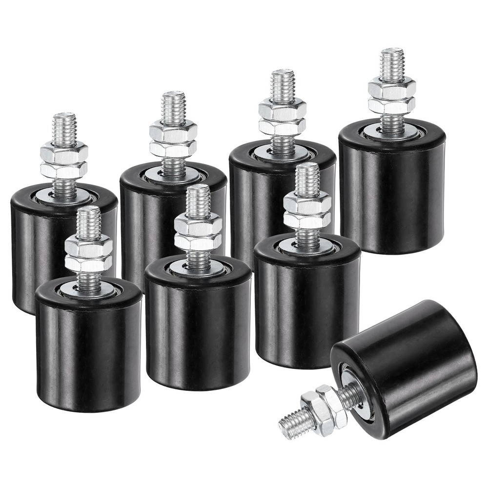 8Pcs Slide Gate Guide Roller 1.7" Nylon Sliding Gate Support Assembly, Black