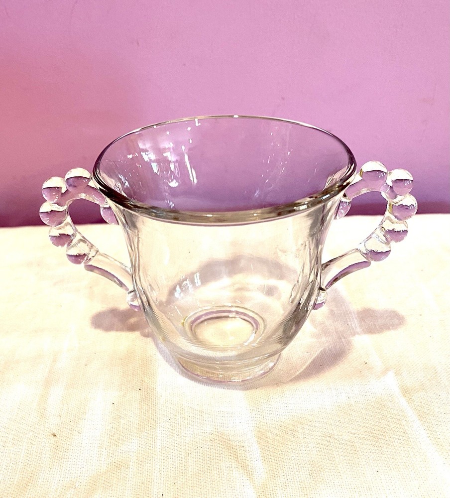 SET CANDLEWICK : COMPOTE 5 1/2” & 3” Sugar BOWL Depression EUC CLEAR