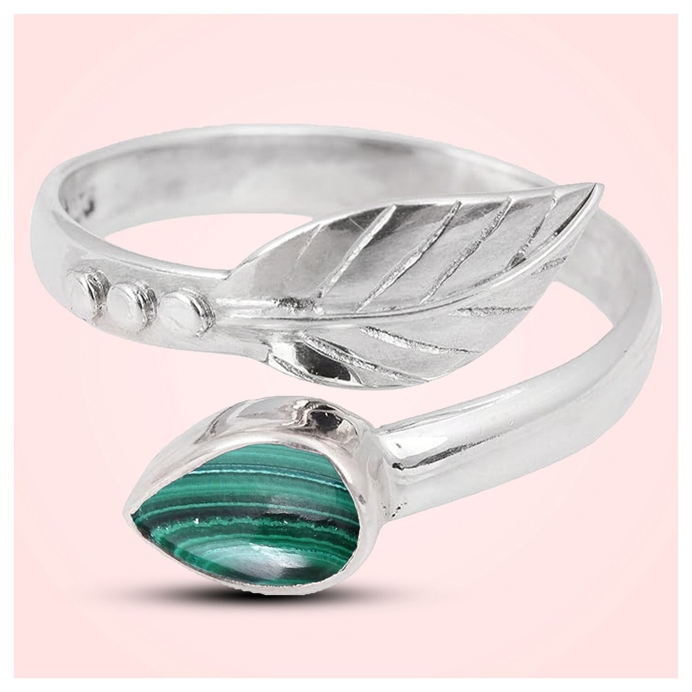 Leaf Ring Adjustable 925 Sterling Silver Handmade Boho Ring | Pear Shape Jewelry