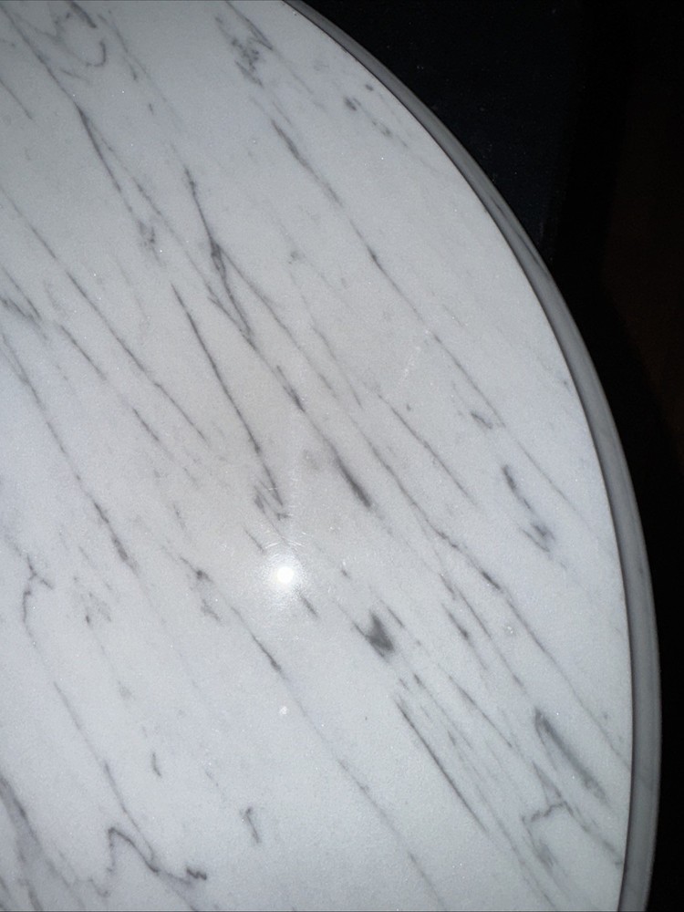 Vintage Solid Replacement 18” Marble Table Top (Italy) White & Gray Veining