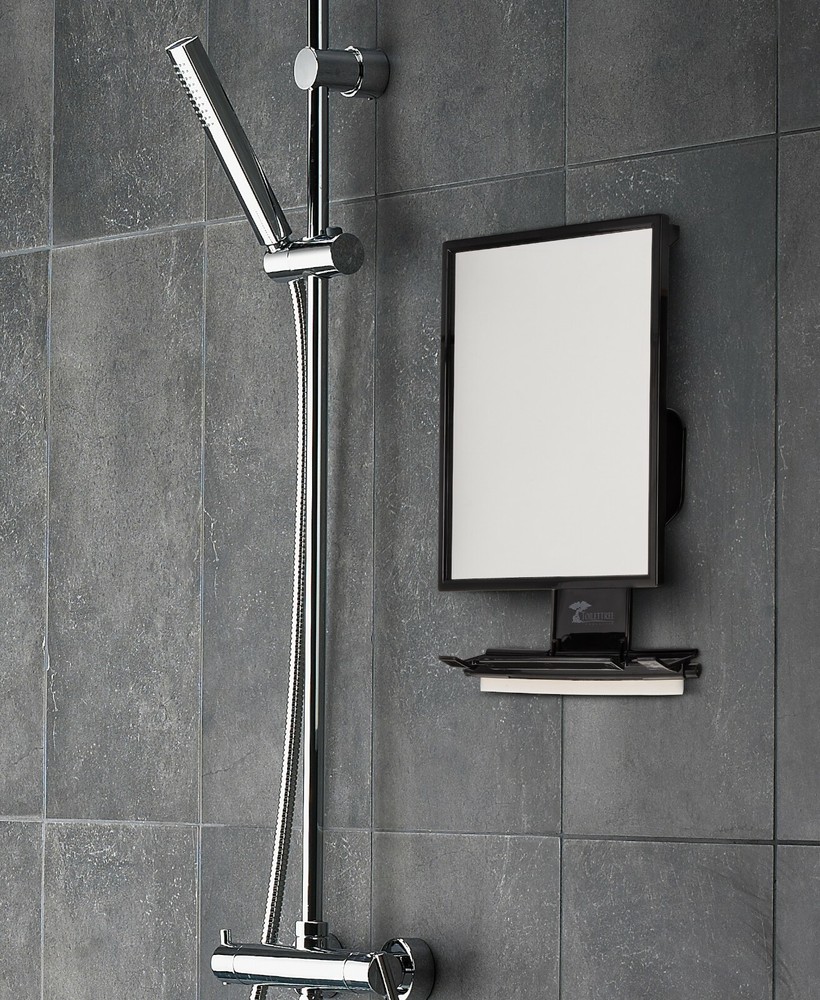 Fogless Shower Shaving Mirror Razor Holder Squeegee and Organizer