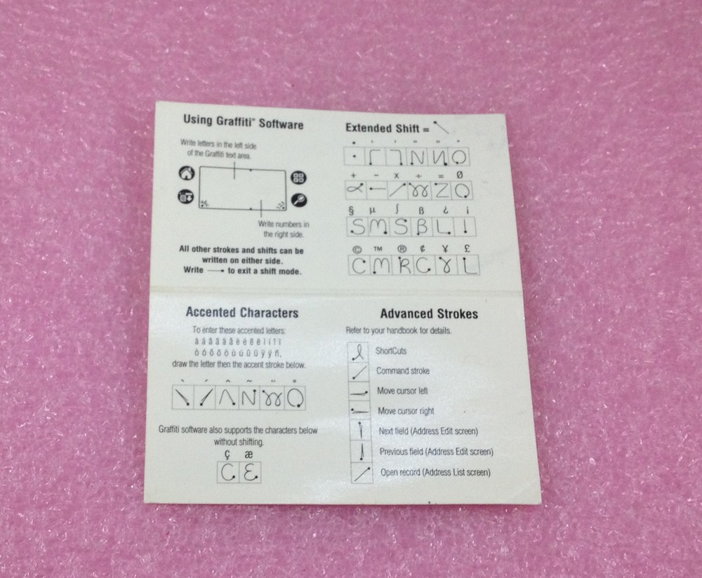 PALM III ORGANIZER HANDBOOK + GRAFFITI REFERENCE CARD + SUPPORT INFO - FROM 1998