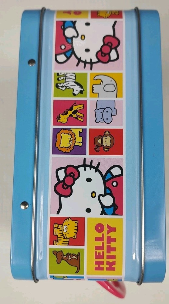 Hello Kitty Zoo Tin Lunch Box w/ handle 2012 Sanrio includes puzzle