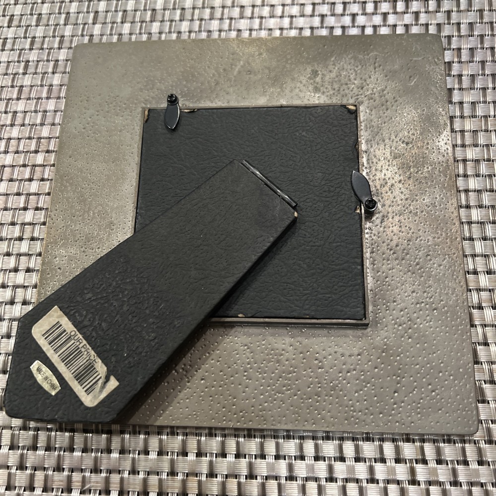 Gray Metal Heavy Square Table Top Picture Frame