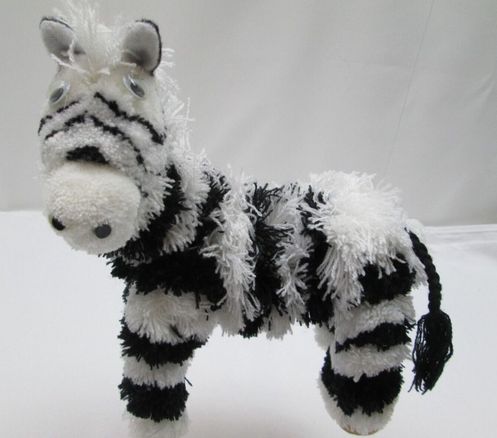 One Yarn Black  & White Zebra 4 Legged String Marionette 6" Puppet NP