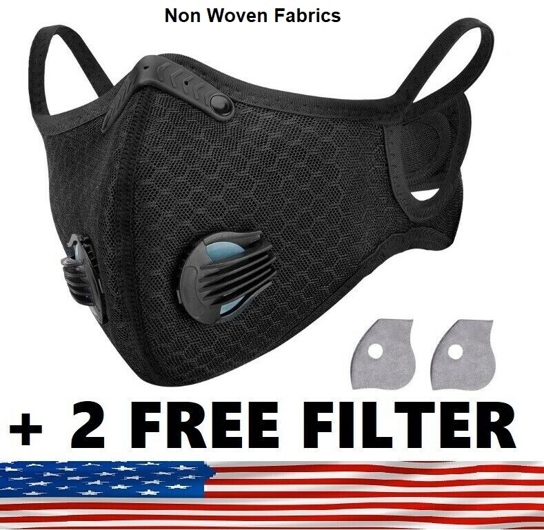 Face Mask Active Carbon Filter & Breathing Valve + 2 Free 5Layer PM 2.5 Filter ✅