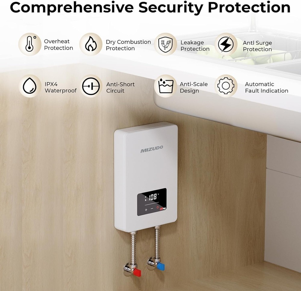 3500W Electric Tankless Water Heater Instant Hot Water Heater for Under Sink