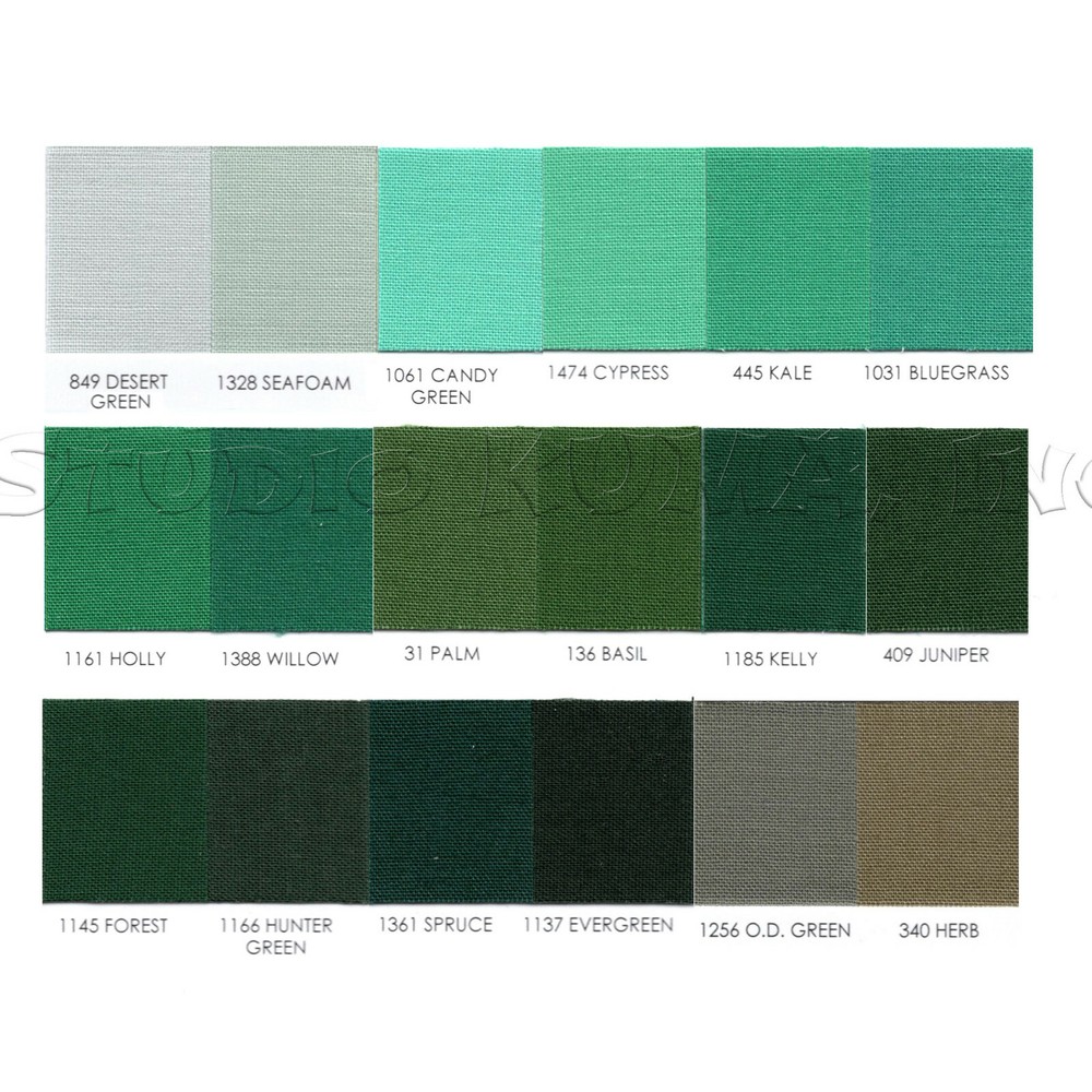 ROBERT KAUFMAN "KONA COTTON SOLID" Green #2 by the 1/2 yard