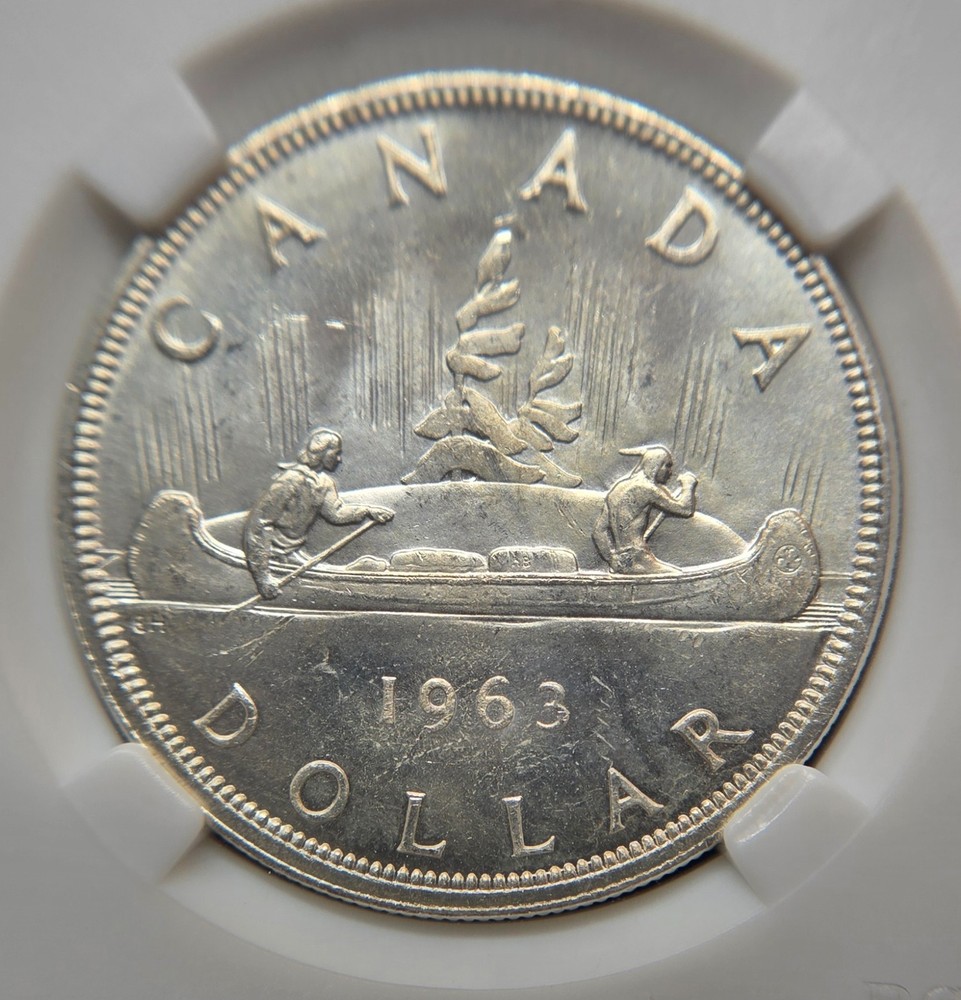 1963 Canada Silver (.800) Dollar • MS-63 • Rotated Die • CUSTOM SLAB