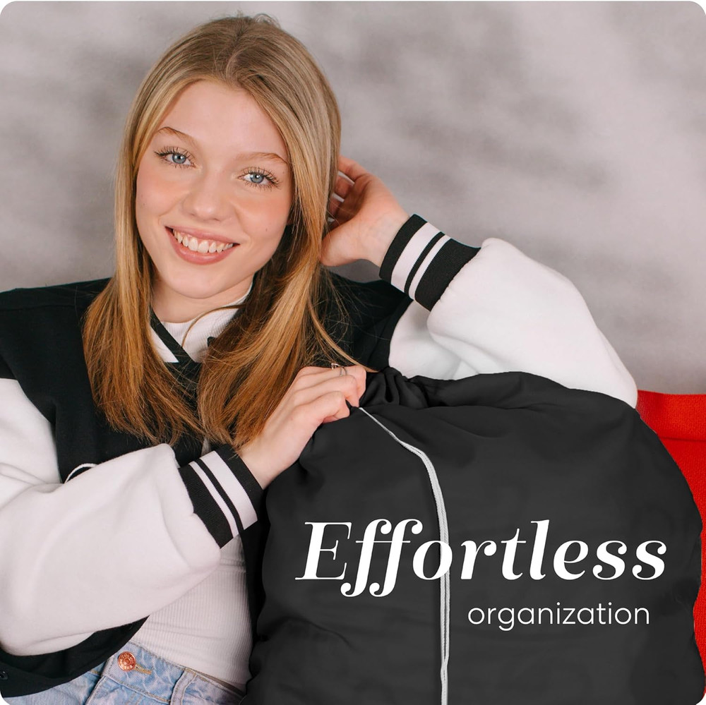 Nylon XL Laundry Bag, Large Capacity with Locking Drawstring, Machine Washable,